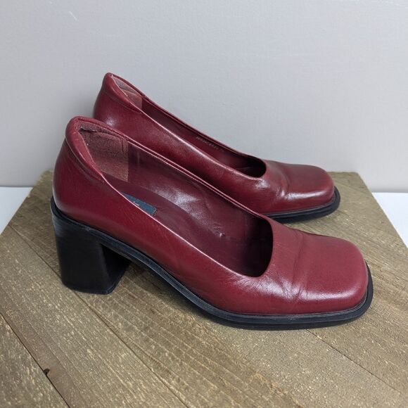 Red leather Chucky loafers, vintage 90s leather shoes transit size 7 - Picture 1 of 10